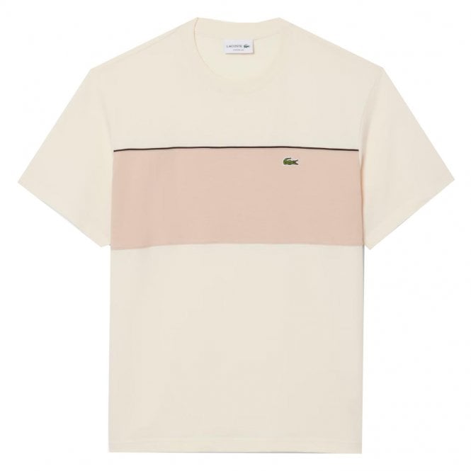 Lacoste Menswear Lacoste Men's Beige Colour Block Cotton T-shirt