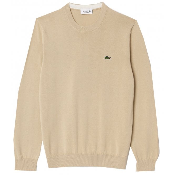 Lacoste Menswear Lacoste Men's Beige Cotton Crew Neck Knit