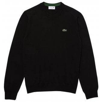 Lacoste Men's Black Cotton Crew Neck Knit