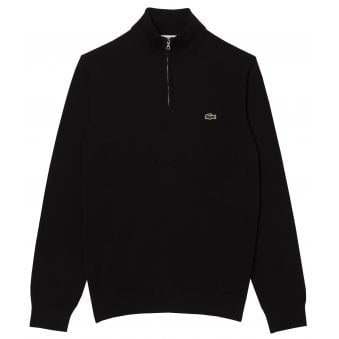 Lacoste Men's Black Cotton Half Zip Knit
