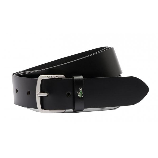 Lacoste Menswear Lacoste Men's Black Smooth Leather Belt
