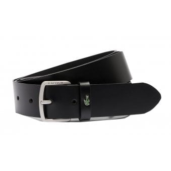 Lacoste Men's Black Smooth Leather Belt