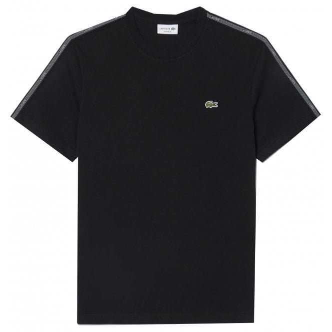 Lacoste Menswear Lacoste Men's Black T-shirt With Logo Taping