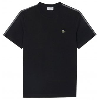 Lacoste Men's Black T-shirt With Logo Taping
