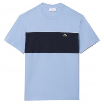 Lacoste Men's Blue Colour Block Cotton T-shirt