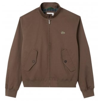 Lacoste Men's Brown Water Repellent Twill Harrington Jacket