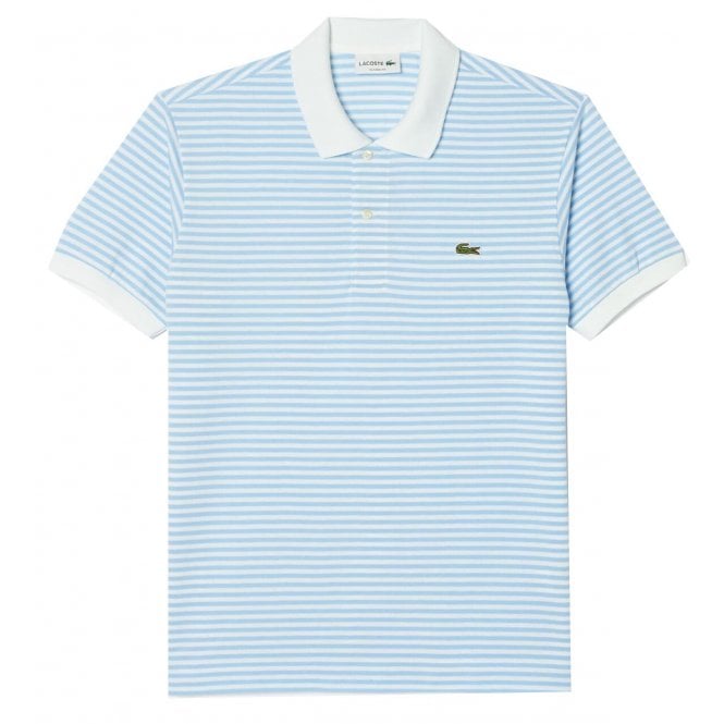 Lacoste Menswear Lacoste Men's Classic Short Sleeved Striped Blue Polo Shirt
