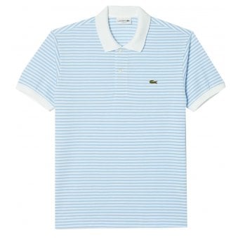 Lacoste Men's Classic Short Sleeved Striped Blue Polo Shirt