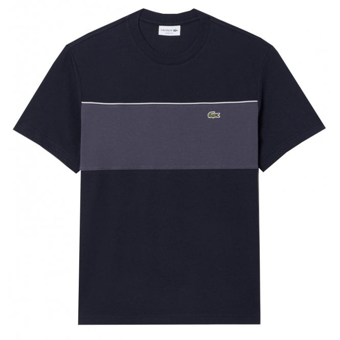 Lacoste Menswear Lacoste Men's Dark Navy Colour Block Cotton T-shirt