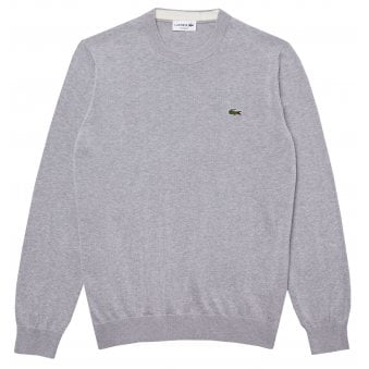 Lacoste Men's Grey Cotton Crew Neck Knit