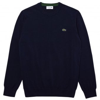  Lacoste Men's Navy Blue Organic Cotton Crew Neck Knit