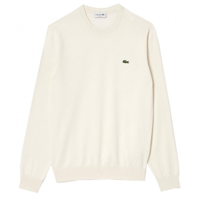 Lacoste Menswear Lacoste Men's Off White Cotton Crew Neck Knit
