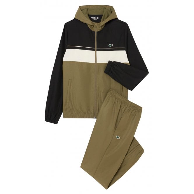Lacoste Menswear Lacoste Men's White, Black and Khaki colour block Tracksuit