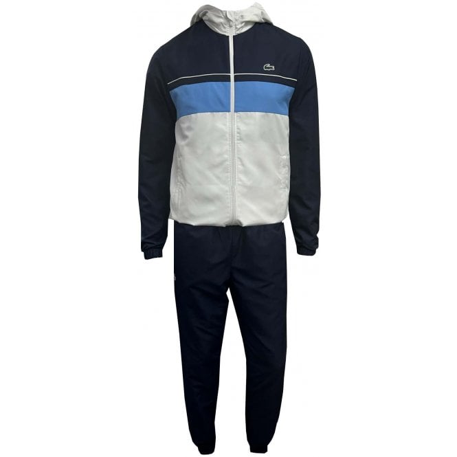 Lacoste Menswear Lacoste Men's White, Blue and Navy colour block Tracksuit