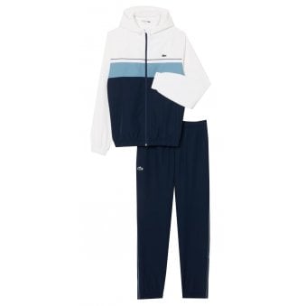 Lacoste Men's White, Blue and Navy colour block Tracksuit