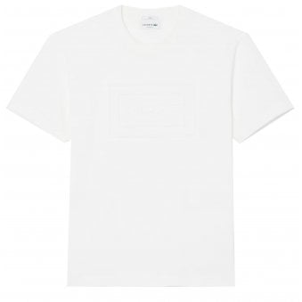 Lacoste Men's White Embossed Polo T-shirt