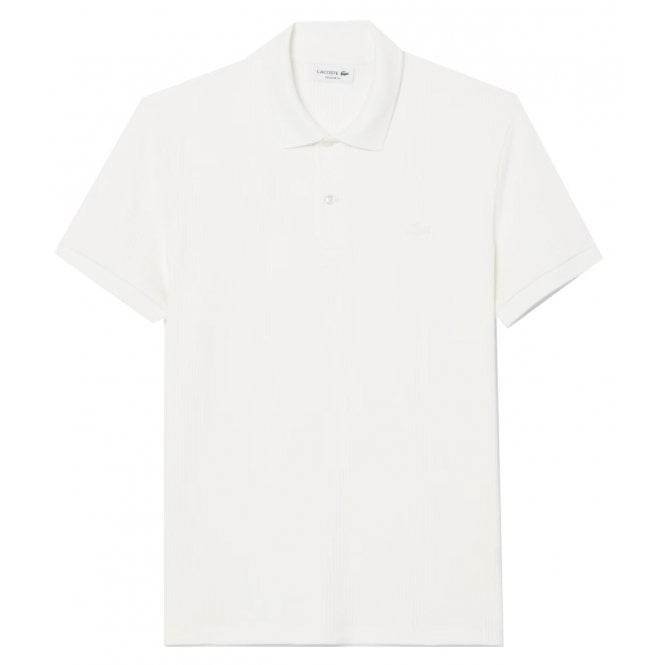 Lacoste Menswear Lacoste Men's White Ribbed Knit Polo Shirt