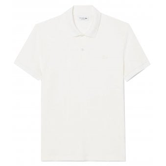 Lacoste Men's White Ribbed Knit Polo Shirt