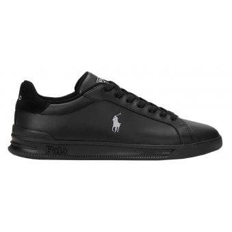 Ralph Lauren Men's Black Heritage Court Leather Trainer