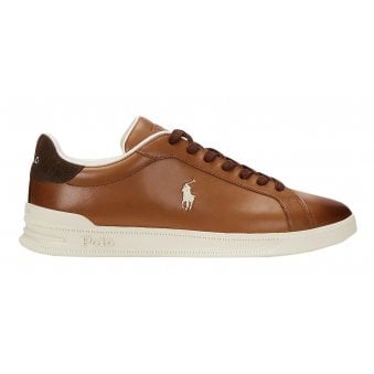 Ralph Lauren Men's Tan/Ecru Heritage Court Leather Trainer