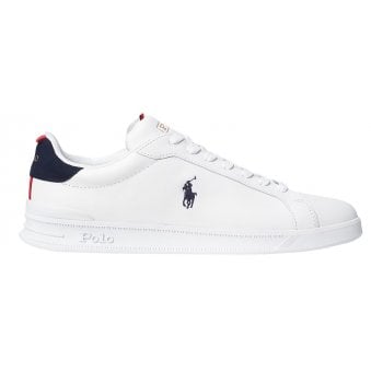 Ralph Lauren Men's White Heritage Court Leather Trainer