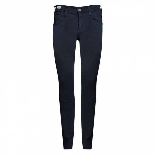 Replay Men's Anbass Navy Blue Hyperflex Stretch Anbass Denim Jeans