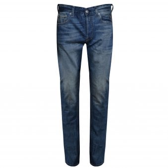 Replay Men's Grover Blue Denim Straight Leg Jeans