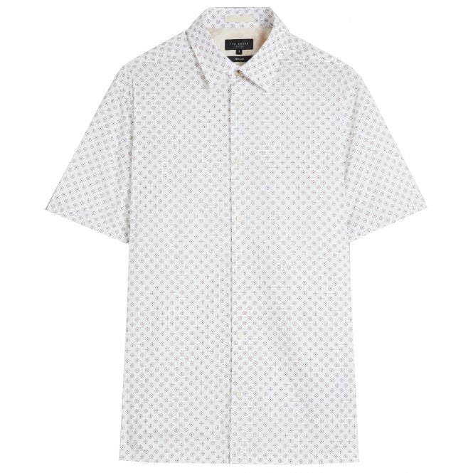 Ted Baker Men's White Forter Short Sleeved Geo Print Shirt