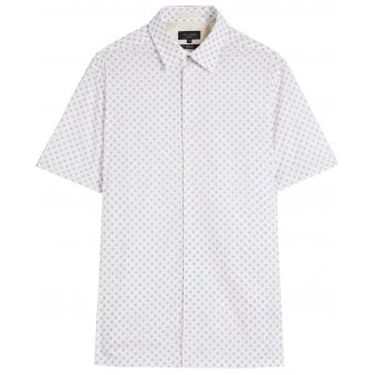 Ted Baker Men's White Forter Short Sleeved Geo Print Shirt